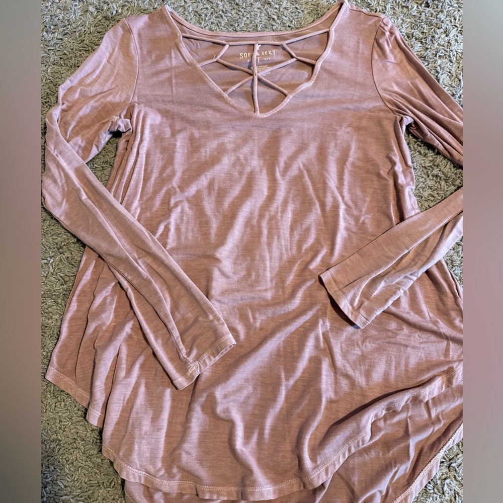 American Eagle Soft & Sexy Women's Pink Long Sleeve Top size medium M